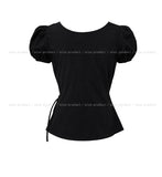 May Ribbon Pintuck Puff Blouse