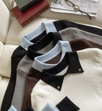 Cello Color Matching Collar Cufflinks Ribbed Knit