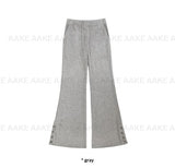 RIBBED BUTTON BOOTCUT PANTS