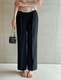 Hwie Pin Tuck Wide Straight Slacks