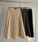 Siend Buckle Brushed Flared Skirt
