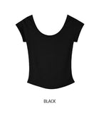 [1+1] Way Basic Slim U-Neck Short Sleeve