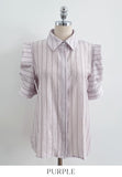 Tibet Stripe Puff Shirt Blouse
