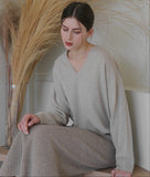 [Premium] Whole Garment Dust V-Neck Knit
