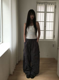 Bills Nylon Cargo Pintuck String Wide Pants