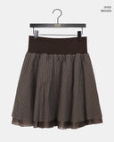 [MADE] Ruri Stripe Color Matching Banding Chiffon Double Midi Flare Skirt