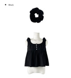 [Scrunchie set] Forming Button Flare Sleeveless Blouse