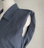 Vet Collar Shirt Sleeveless One Piece (Belt Set)