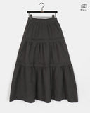 Kuje Suede Tiered Long Skirt