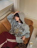 Cross vintage printing two way hoodie zip-up