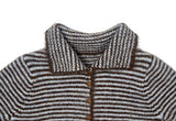 Mud Collar Stripe Color Matching Knit Cardigan
