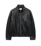 High Neck Curved Leather Jacket