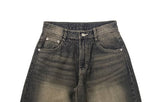 Kafun Vintage Washing Denim Wide Pants