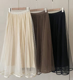 Pierre Double Tulle Lace Pleated Banding Skirt