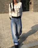Jiki Light Blue Brush Washing Wide Pants