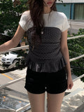 Muu Dot Shirring Frill Top