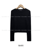 [U-BASIC] Soft Ribbed Round Crop Long Sleeve