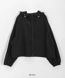 Nyuem Color Nylon Hood Crop Jumper