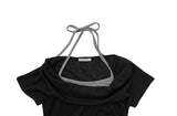 Bow Halter Layered Off-Shoulder Short Sleeve T-Shirt