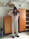Real Wool Mute Alpaca Ribbed Long Sleeve Knit