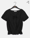 [MADE] Pure Frill Lace String Short Sleeve Blouse