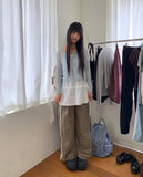 Dove See-through V-neck Two-Way Button Cardigan