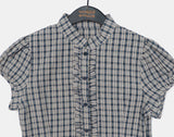 Chili Check Frill Puff Short Sleeve Blouse
