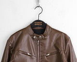 Bottle Biker Pocket Cropped Leather Jacket