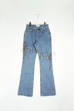 eyelet rope boots-cut denim