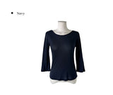 Deton Tencel Basic Round Three Quarter Sleeve T-Shirt