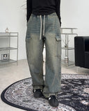 Beos Siwa Washing Banding Denim Pants