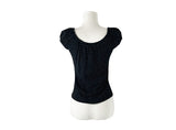 Soso Ribbon Dot Puff Cap Sleeve Short Sleeve T-Shirt