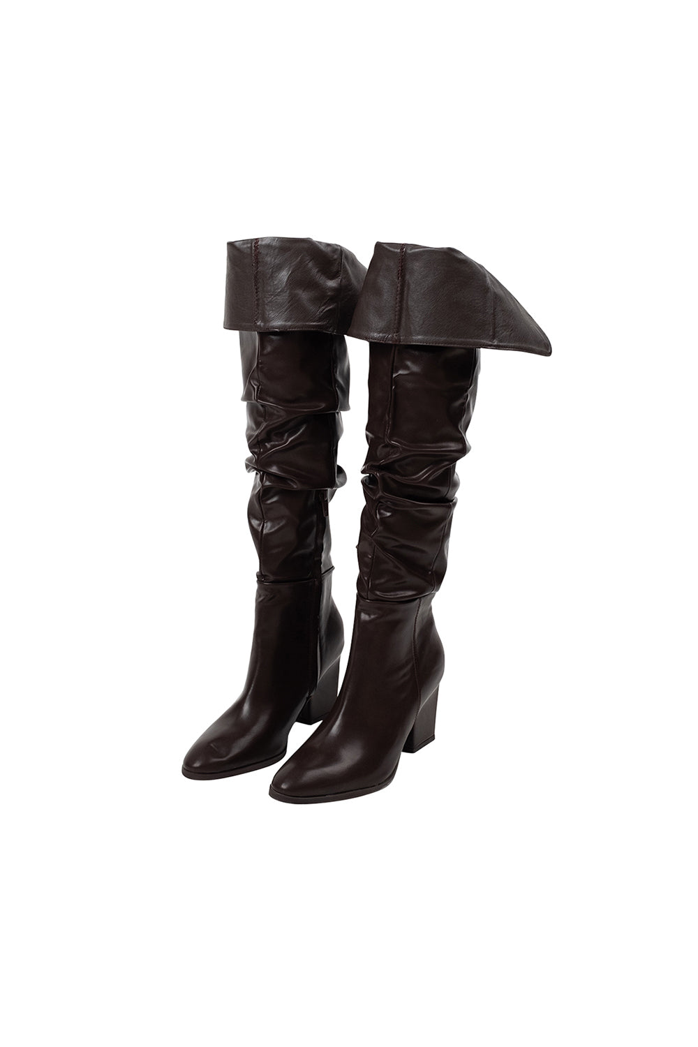 wrinkle knee high long boots