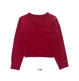 V-NECK CABLE CROP KNIT