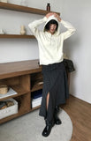 [BELT SET] SLANT STRIPE DRAPE SKIRT