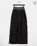 Veron Frill Color Matching Nylon Wide Two-Way Pants