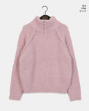 Gicle loose fit half zip-up boucle knit