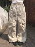 Luo Stitch Pintuck Pocket Wide Cotton Pants