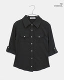 [MADE] Deku Pocket Roll-Up Button Collar Slim Fit Three Quarter Shirt