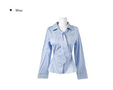 Oke Stripe Tie Shirt Blouse