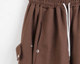 [UNISEX] Cutts Side Snap Crop Bermuda Pile Pants