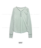 Lower See-through Hook V-Neck Long Sleeve