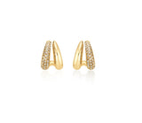 Claw Silver Half Pave Hoop Earrings