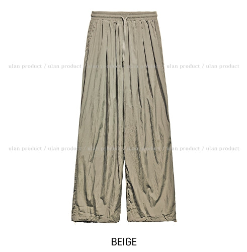【U LAN】[U-BASIC] Chico Summer Two-Pin Tuck Nylon Pants U LAN (ユーラン) - [U-BASIC]チコサマーツーピンタックナイロン