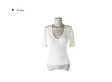 Keating Ribbed Roll-Up Slim V-Neck Three Quarter T-Shirt