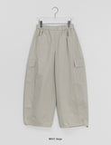 Frankie Curved Cotton Cargo Banding Balloon Wide Pants