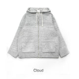 Blanc brush knit hooded zip-up
