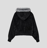Fame Fleece Raccoon Fur Hooded Zip-Up