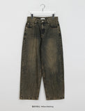 [unisex] Wensi Vintage Cat Washing Wide Denim Pants