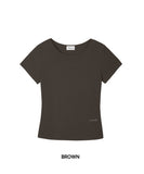 W U-Neck Crop Slim T-shirt